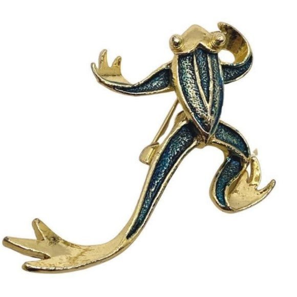 Vintage Gerry’s signed enameled frog figural brooch. Brooch measures 2” long x 2 - Picture 1 of 2
